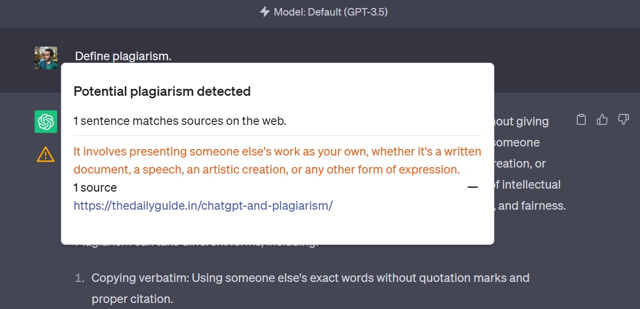 ChatGPT plagiarism checker